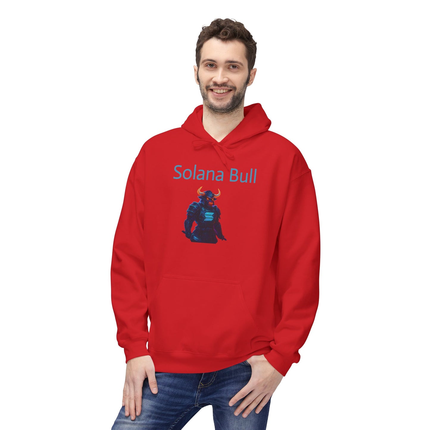 Solana Bull Graphic Hoodie | Unisex Midweight Fleece Sweatshirt | Perfect for Crypto Lovers & Casual Wear, Gift for Holidays, Cozy Apparel