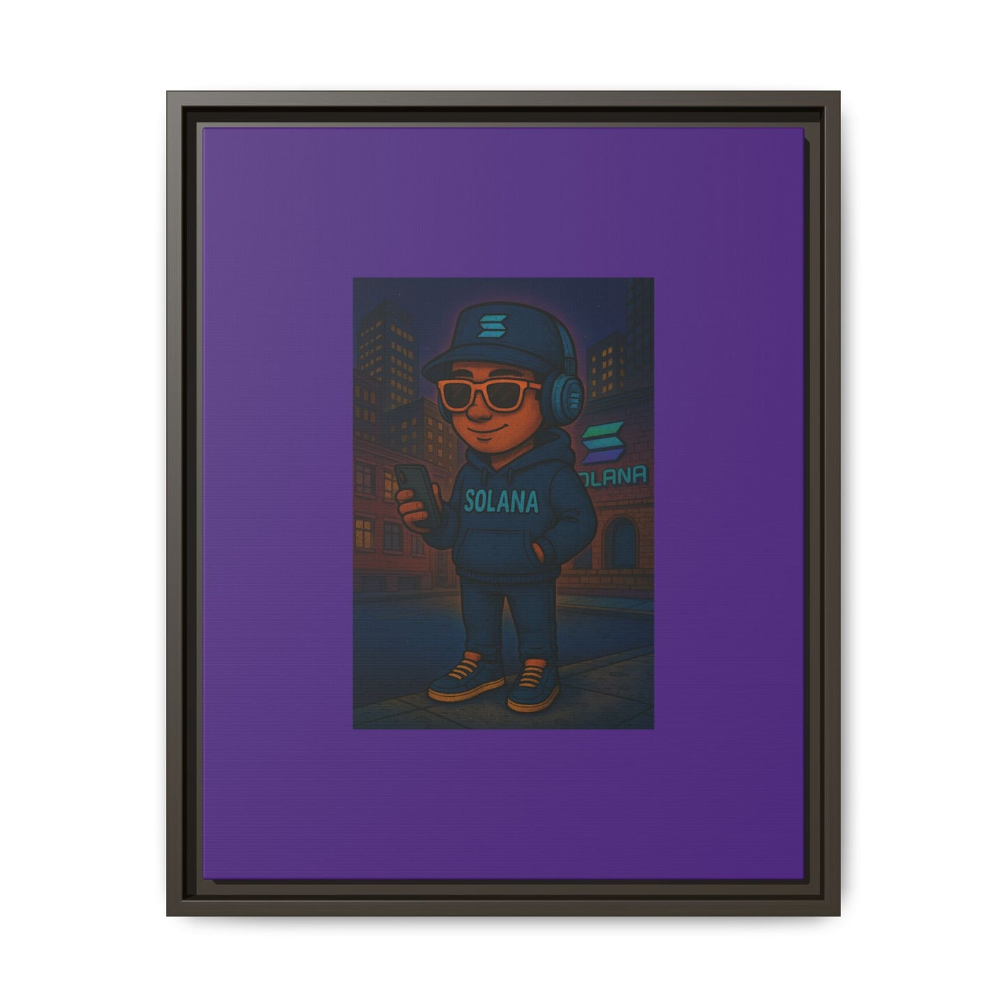 Framed Matte Canvas Art Print, Urban Character Artwork, Home Decor, Gift for Crypto Enthusiasts, Wall Art for Living Room