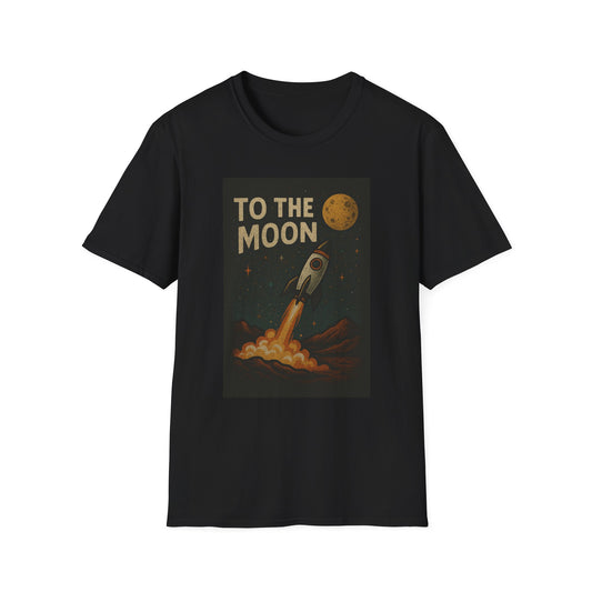 To the Moon Unisex Softstyle T-Shirt, Cute T-Shirt, Space Graphic Tee, Astronomy Lover Gift, Casual Shirt for All Occasions