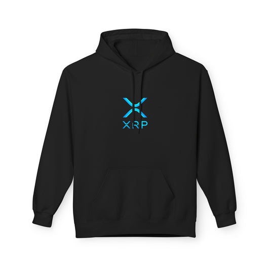 XRP Logo Fleece Hoodie for Crypto Fans, Lightweight Sweater, Ideal Gift for Techies, Unisex Crypto Apparel, Perfect for Casual Wear