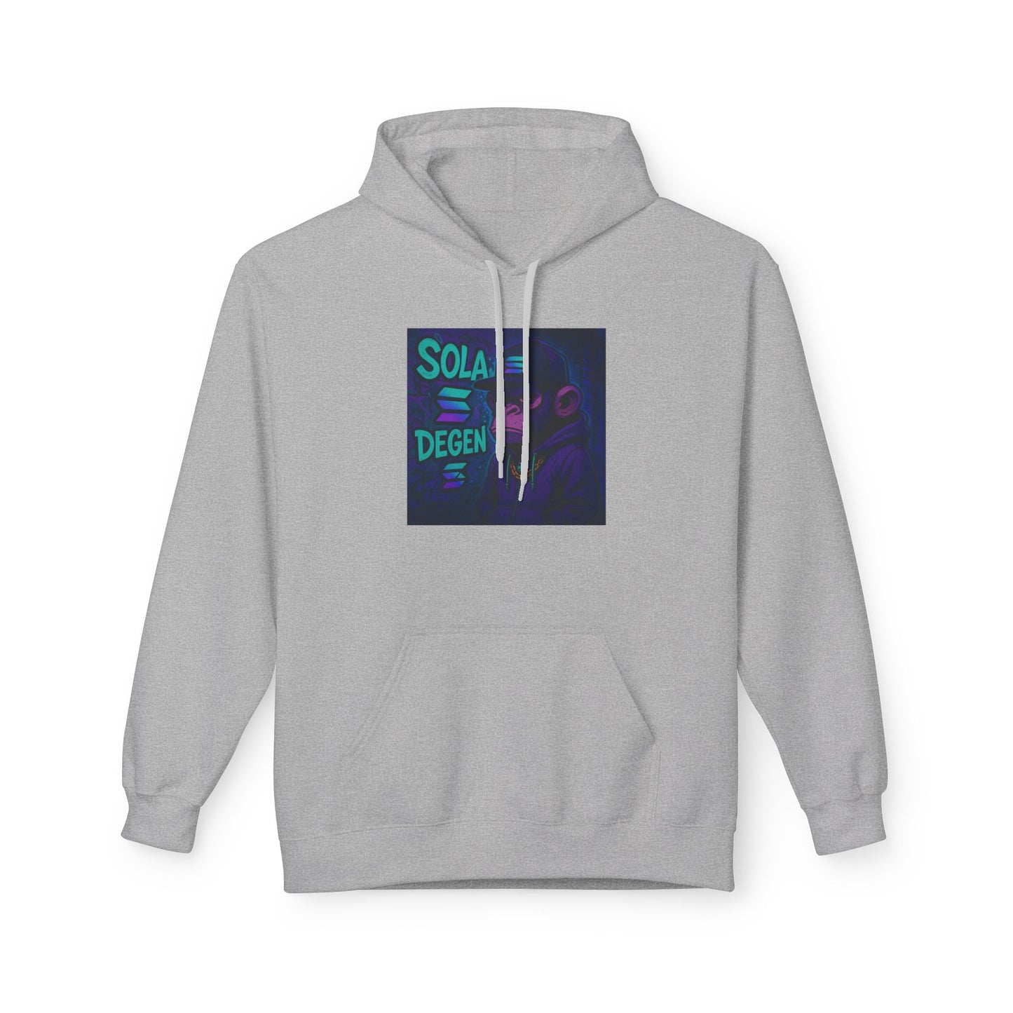 Solana Degen Mode Fleece Hoodie with Motivational Art | Cozy Unisex Hoodie for Casual Wear, Gifts, Relaxation, Streetwear, Everyday Comfort