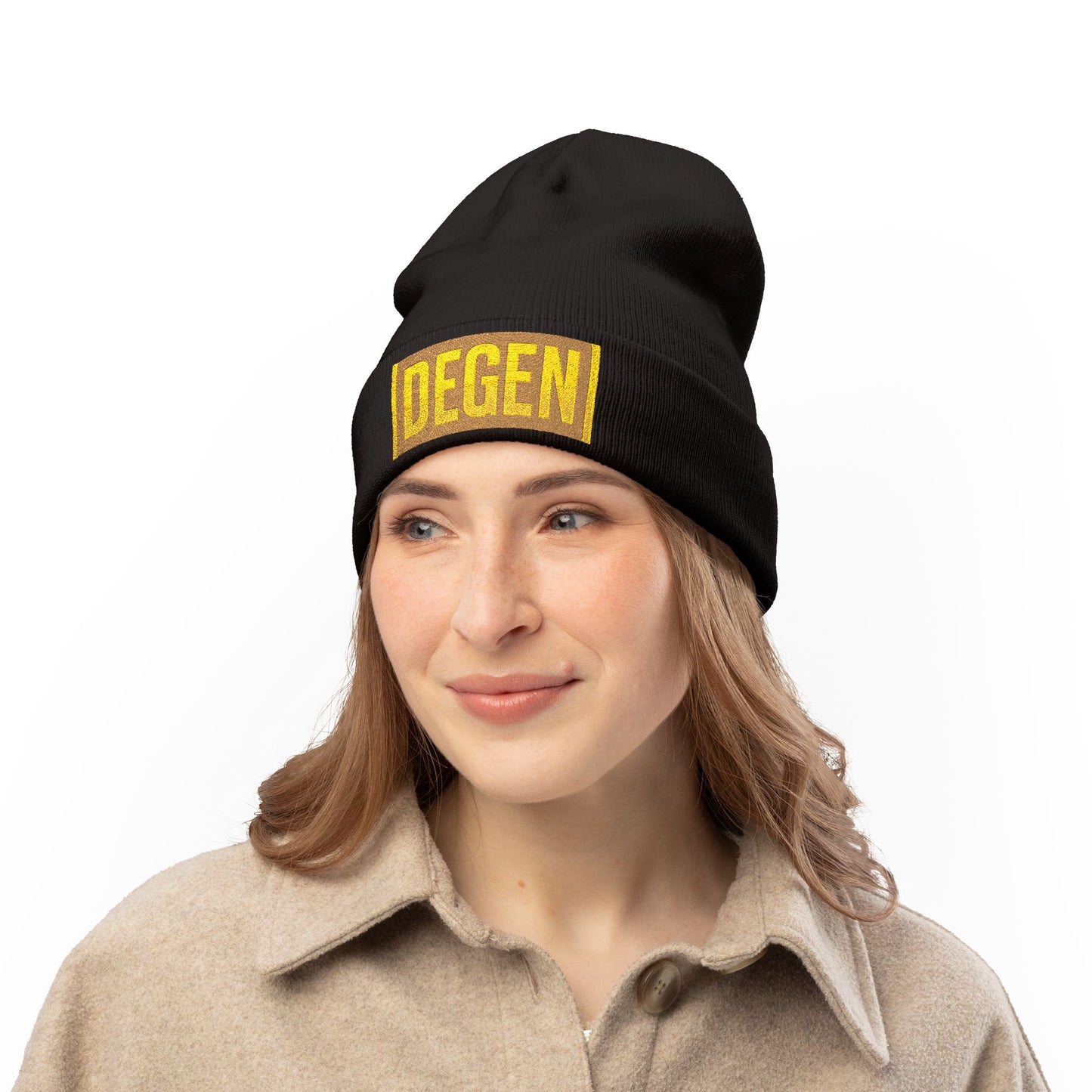 Stylish Knit Beanie with Embroidered 'DEGEN' | Warm Winter Hat, Unisex Beanie, Gift for Him/Her, Casual Headwear, Trendy Accessory