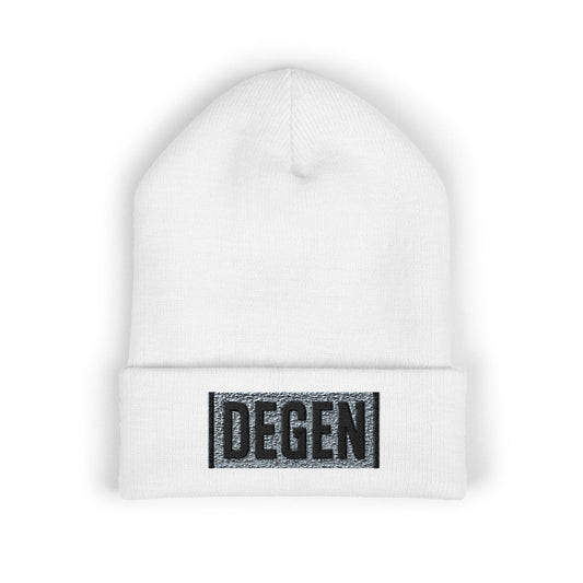 Classic Cuffed Beanie with DEGEN Embroidery, Cozy Winter Hat, Unisex Beanie, Personalized Gift, Streetwear Accessory