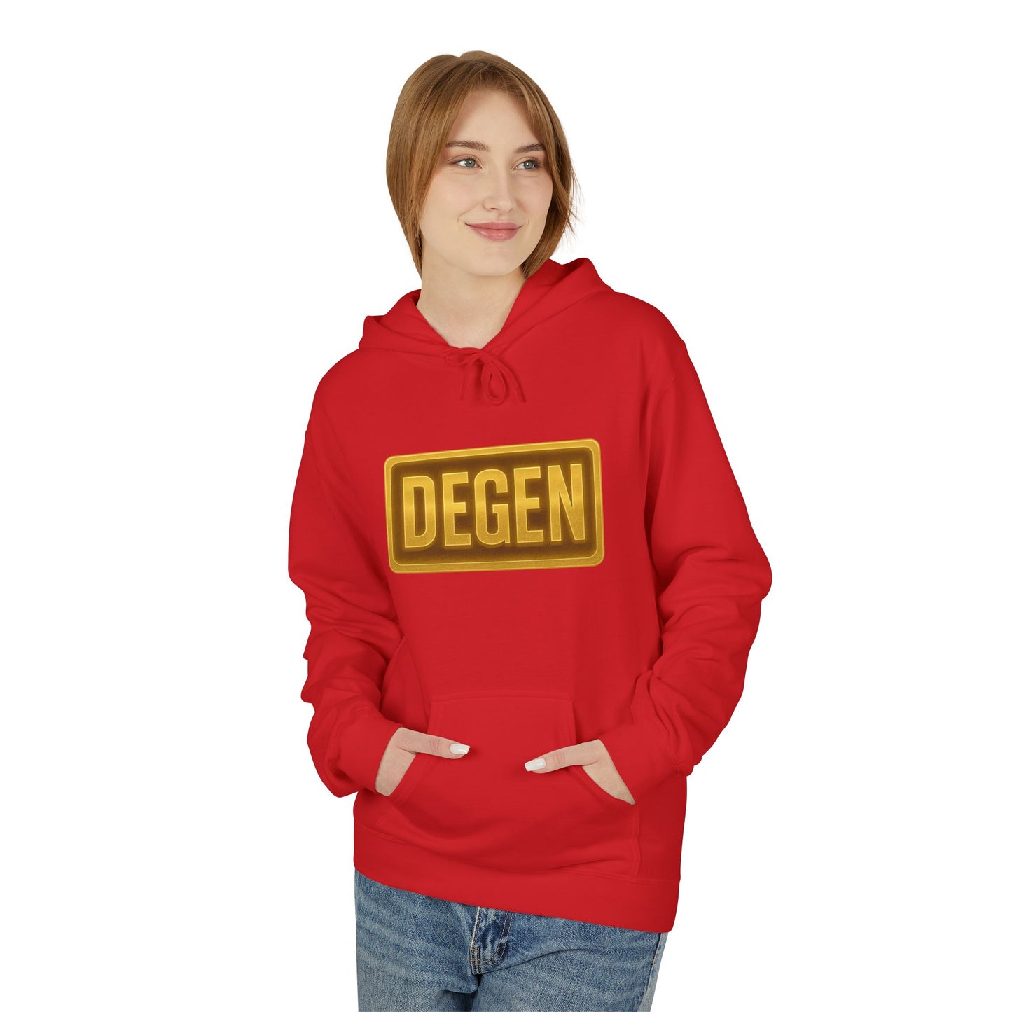 Degen Collection Unisex Fleece Hoodie with 'DEGEN' Design, Cozy Gift, Casual Wear, Streetwear, Perfect for Everyday Use, Fun and Unique Fashion