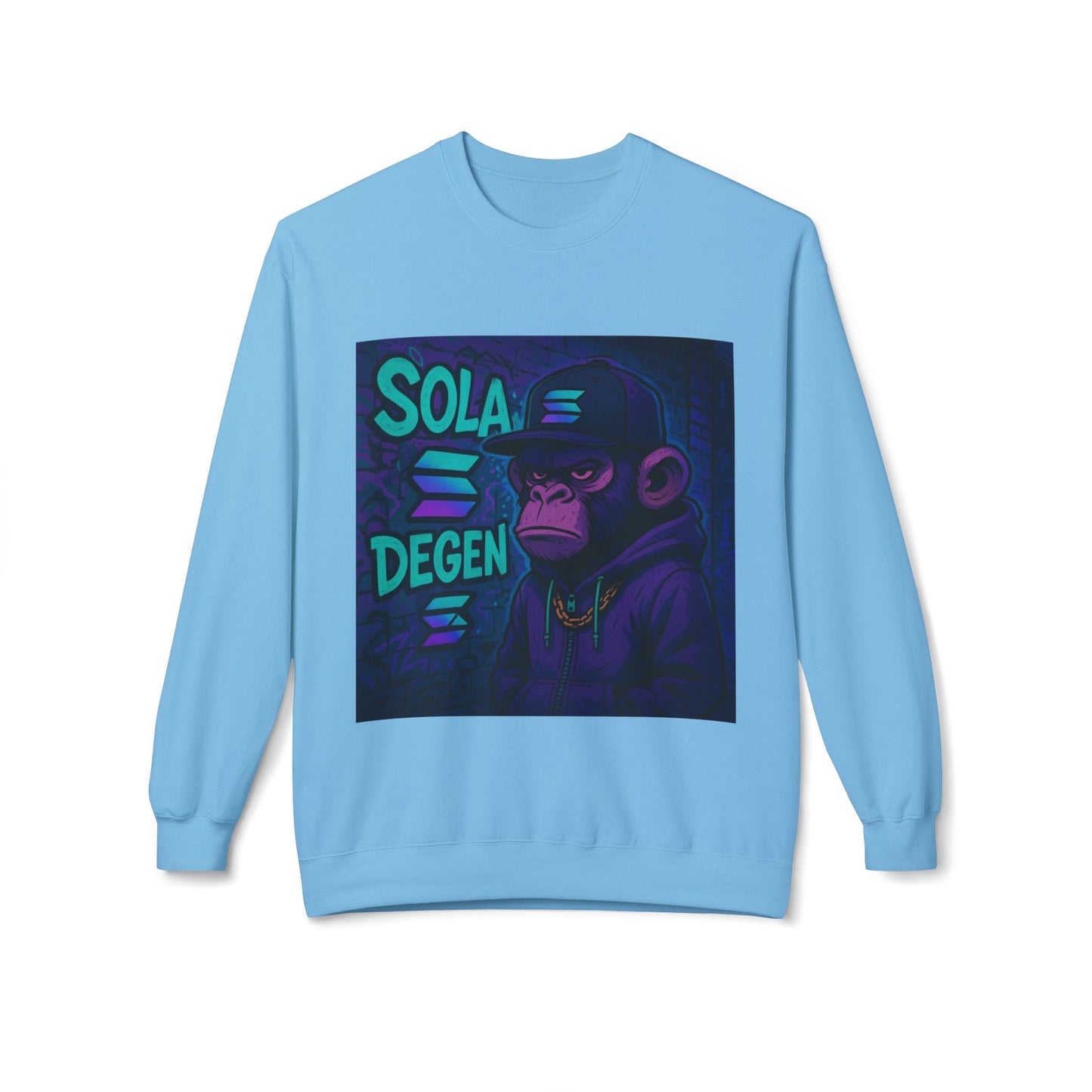 Solana Degen Sweatshirt, Unisex Graphic Crewneck, Crypto Fashion, Trendy Sweatshirt, Gift for Crypto Enthusiasts