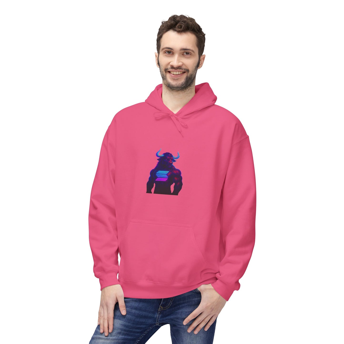 Solana Bull Colorful Bull Graphic Hoodie, Unisex Fleece Sweatshirt, Casual Outfit, Gift for Him/Her, Spring/Fall Wear, Streetwear