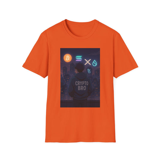 Crypto Bro Unisex Softstyle T-Shirt, Retro Gamer Apparel, Cryptocurrency Gift, Stylish Casual Wear, Graphic Tee for Men and Women