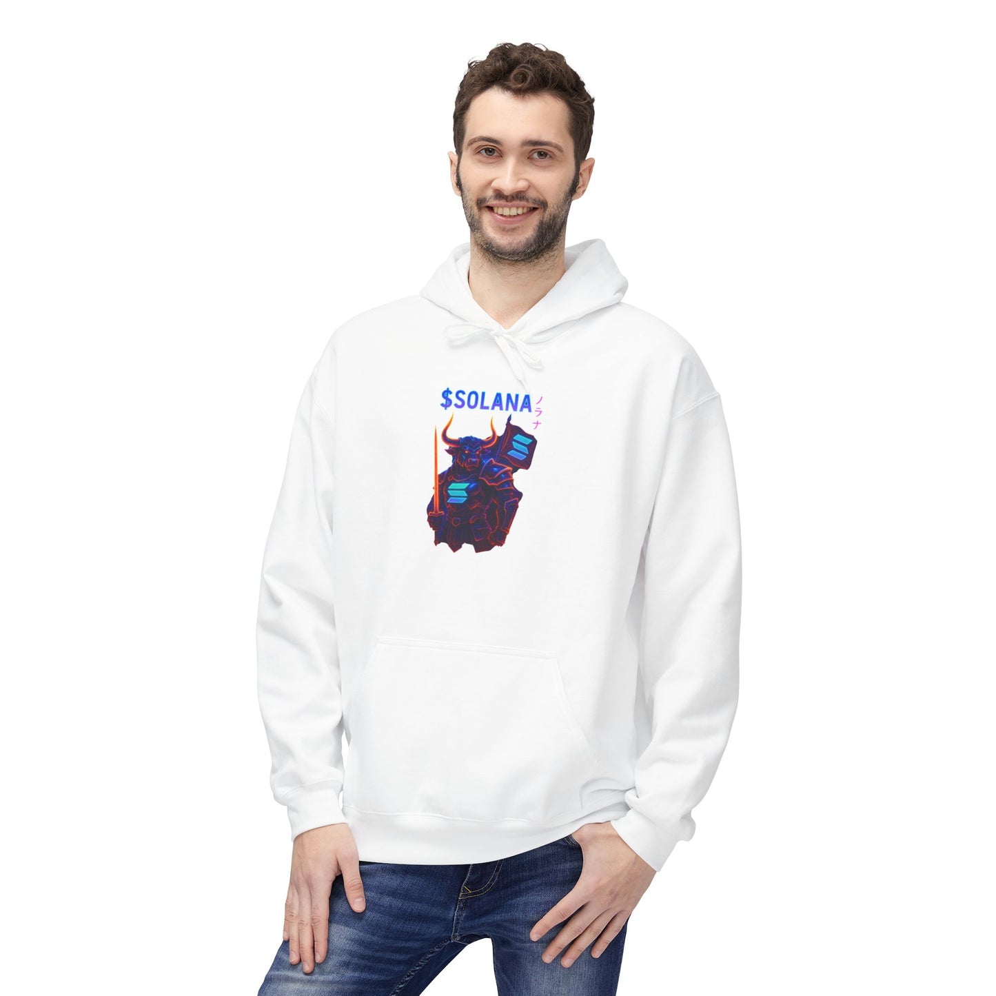 Solana Bull  Unisex Fleece Hoodie, Cozy Cryptocurrency Apparel, Gift for Crypto Lovers, Casual Wear, Digital Currency Sweatshirt