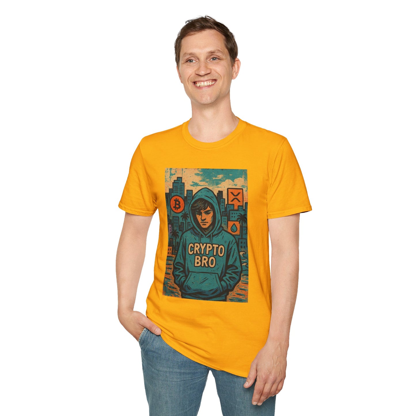 Crypto Bro Unisex Softstyle T-Shirt, Bitcoin Apparel, Cryptocurrency Gift, Casual Wear, Trendy Graphic Tee