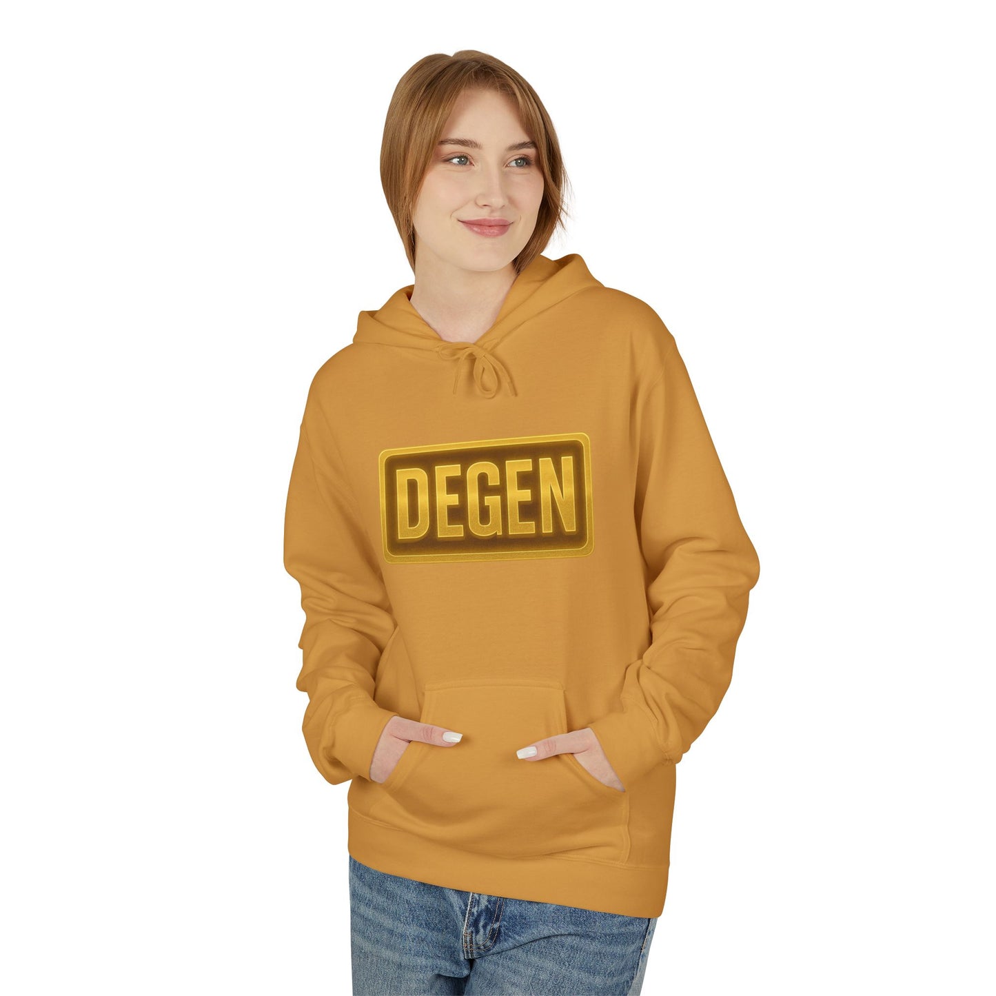 Degen Collection Unisex Fleece Hoodie with 'DEGEN' Design, Cozy Gift, Casual Wear, Streetwear, Perfect for Everyday Use, Fun and Unique Fashion