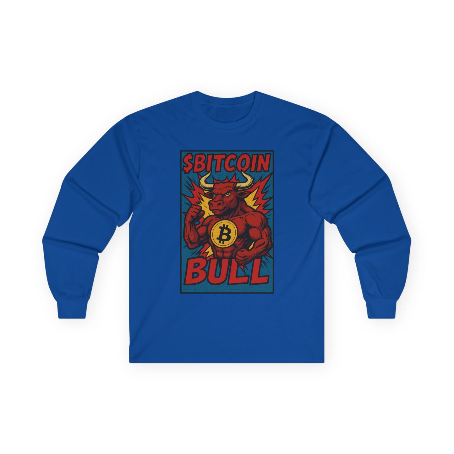 Bitcoin Bull Long Sleeve Tee, Cryptocurrency Gift, Ethereum Shirt, Funny Bitcoin Apparel, Trendy Long Sleeve Top
