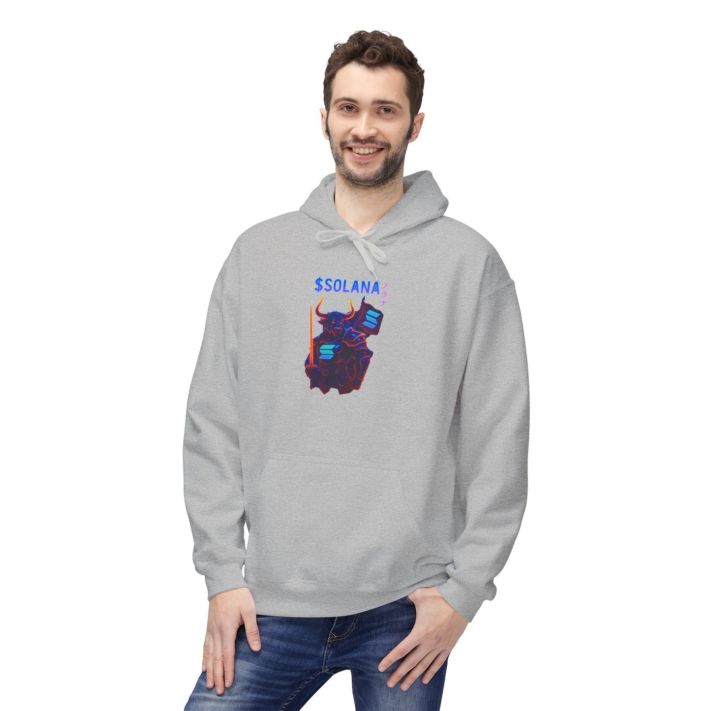 Solana Bull  Unisex Fleece Hoodie, Cozy Cryptocurrency Apparel, Gift for Crypto Lovers, Casual Wear, Digital Currency Sweatshirt