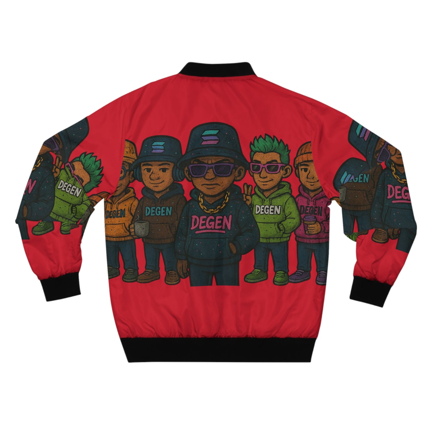 Degen Bomber Collection Vibrant Men's Bomber Jacket, Cool Streetwear, Unique Graphic Jacket, Trendy Outerwear, Gift for Him, Casual Fashion Statement