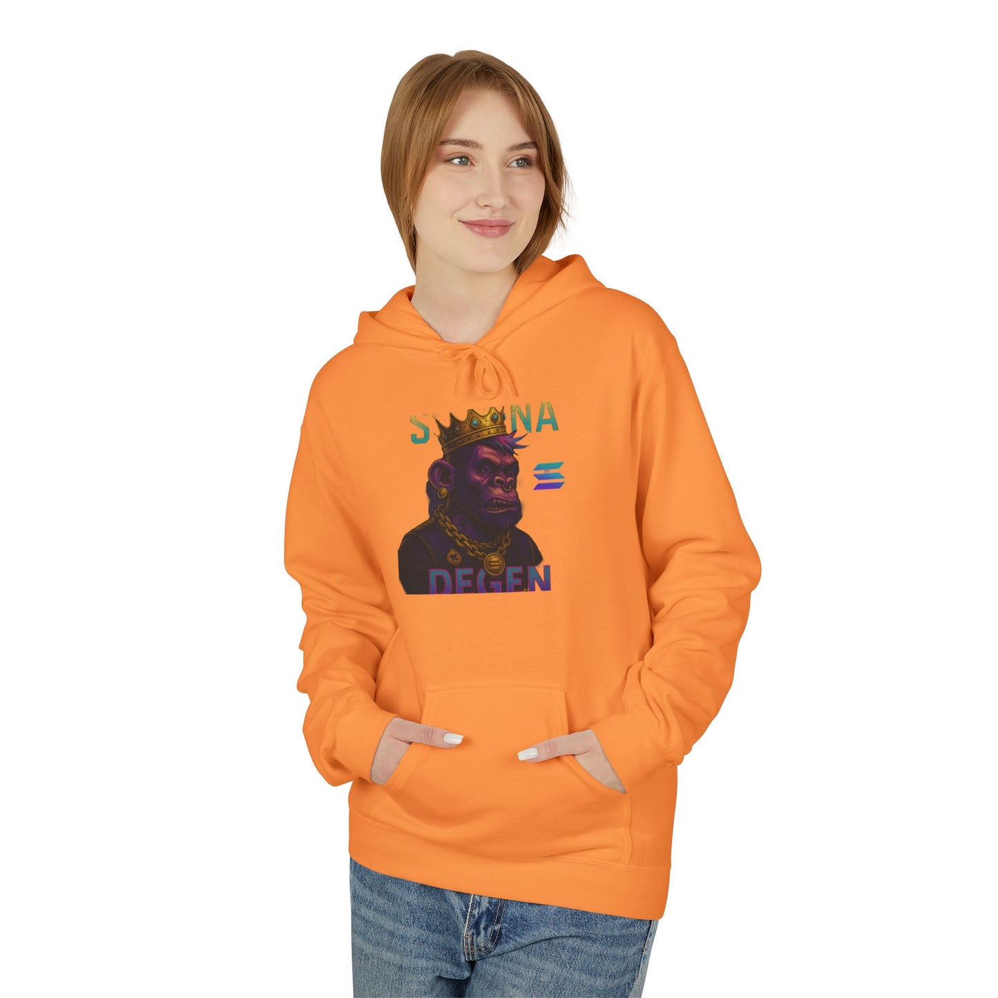Solana Degen Mode King Inspired Unisex Hoodie, Cozy Streetwear, Gift for Him/Her, Casual Layering, Perfect for Relaxing & Celebrations