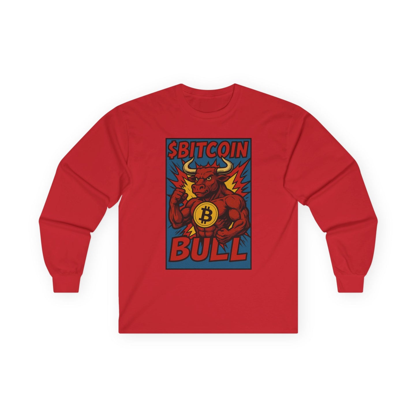 Bitcoin Bull Long Sleeve Tee, Cryptocurrency Gift, Ethereum Shirt, Funny Bitcoin Apparel, Trendy Long Sleeve Top