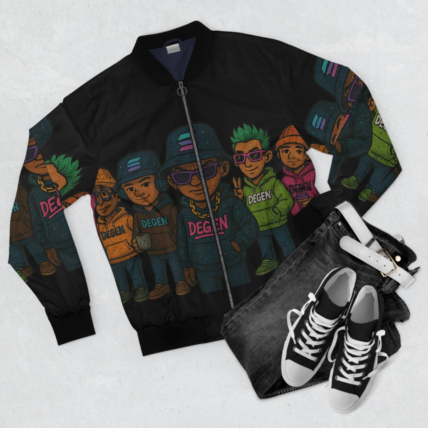 Degen Street Style Men's Bomber Jacket, Cool Graphic Jacket, Urban Wear, Casual Outerwear, Gift for Trendsetters, Fashion Statement