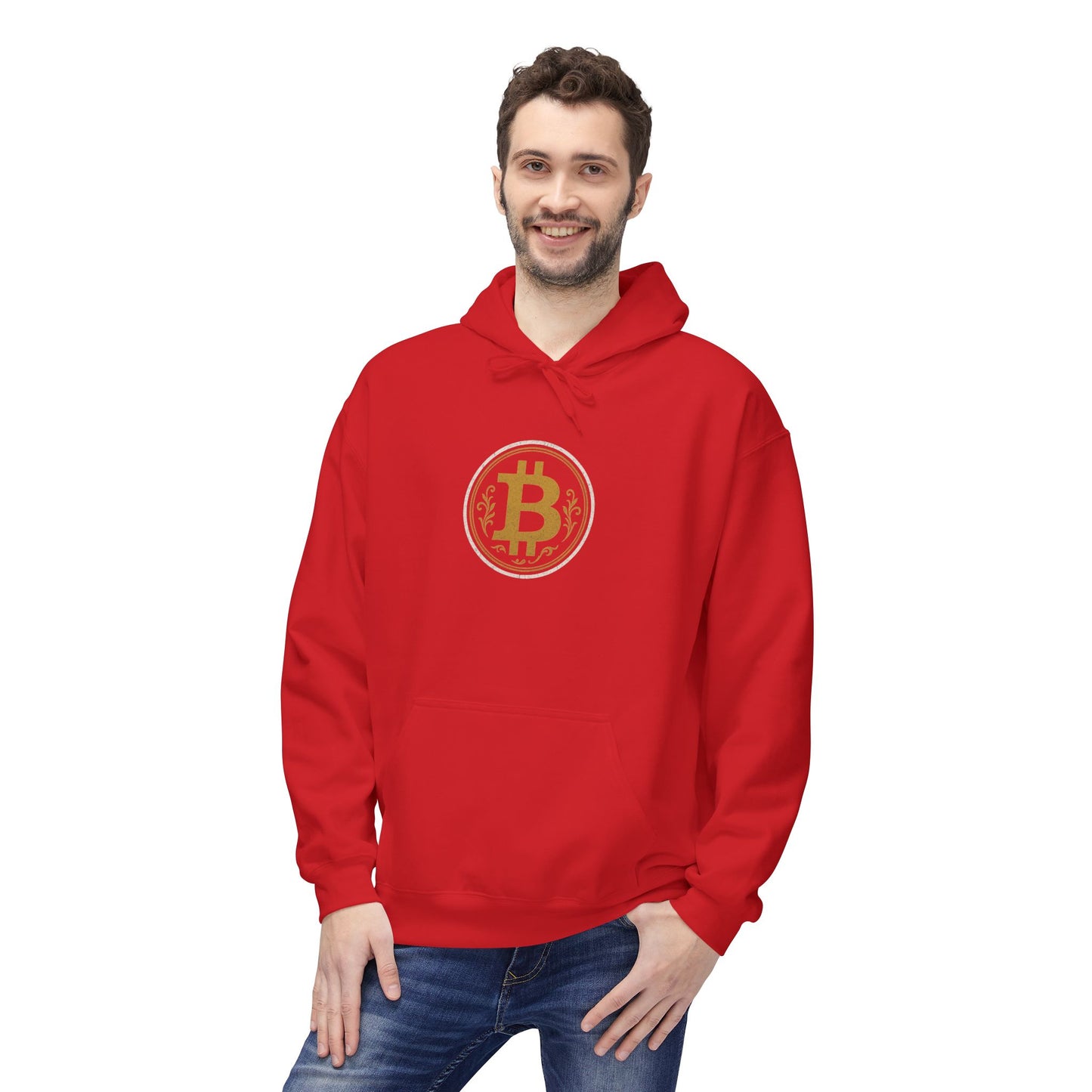 Bitcoin Logo Softstyle Hoodie | Unisex Fleece, Cryptocurrency Apparel, Trendy Streetwear, Cozy Hoodie, Gift for Tech Lovers
