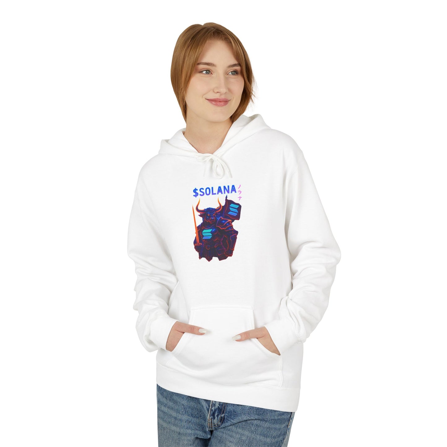 Solana Bull  Unisex Fleece Hoodie, Cozy Cryptocurrency Apparel, Gift for Crypto Lovers, Casual Wear, Digital Currency Sweatshirt