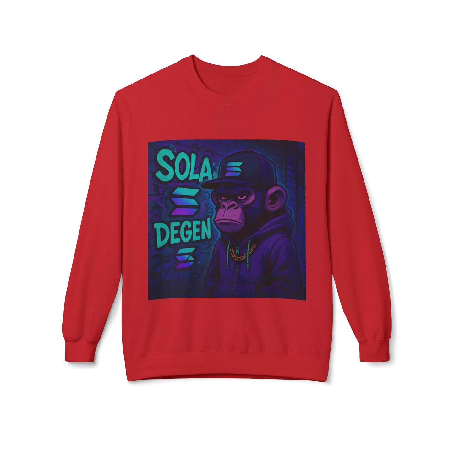 Solana Degen Sweatshirt, Unisex Graphic Crewneck, Crypto Fashion, Trendy Sweatshirt, Gift for Crypto Enthusiasts