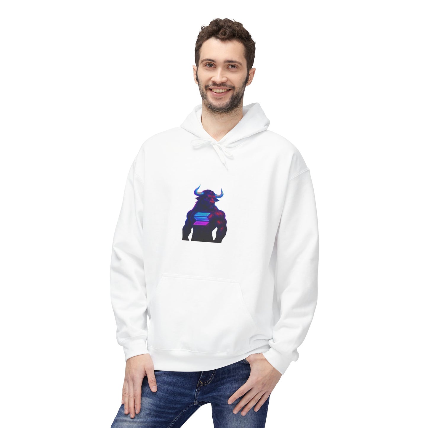 Solana Bull Colorful Bull Graphic Hoodie, Unisex Fleece Sweatshirt, Casual Outfit, Gift for Him/Her, Spring/Fall Wear, Streetwear