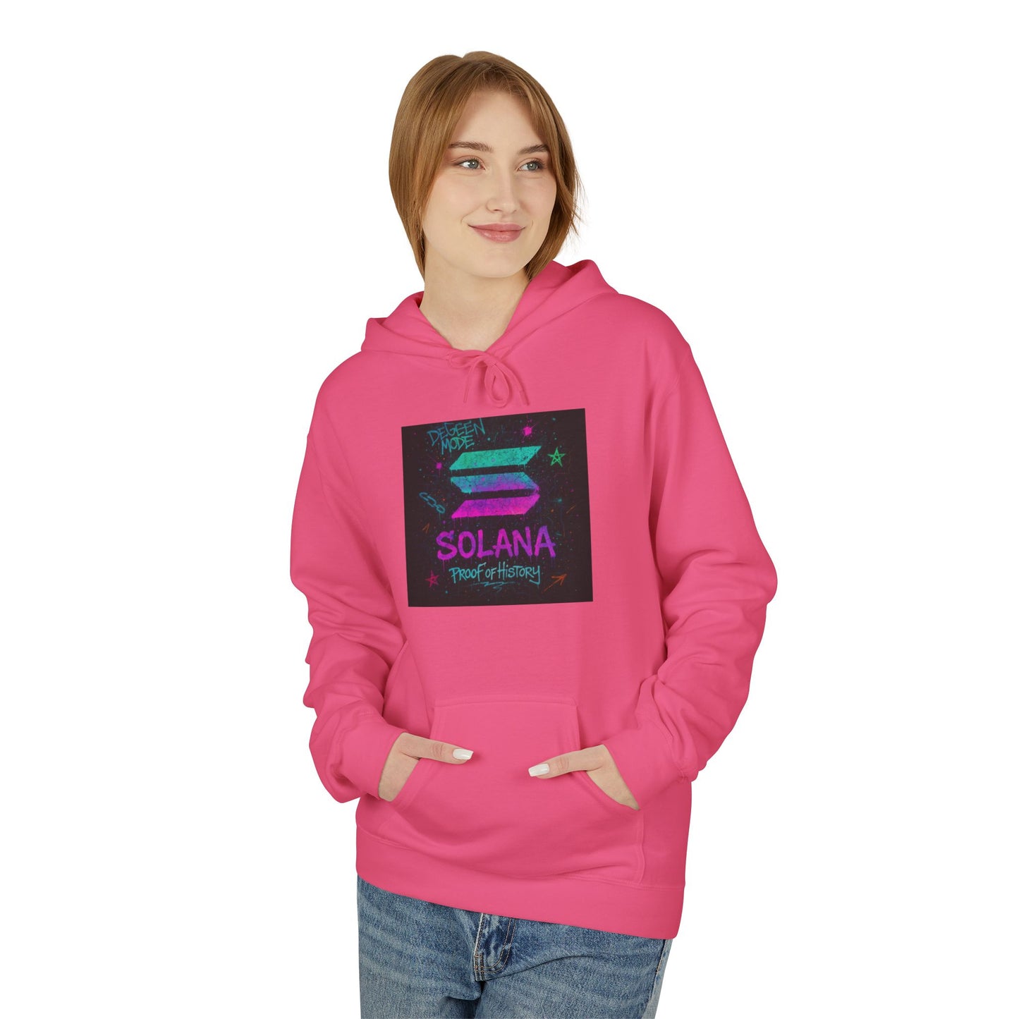 Solana Fleece Hoodie, Cozy Unisex Pullover, Great for Crypto Lovers, Gift for Gamers, Perfect for Chill Days, Easy Layering