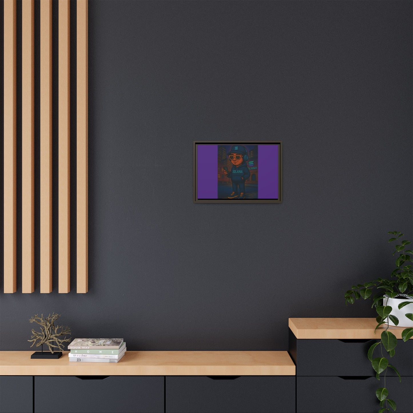 Framed Matte Canvas Art Print, Urban Character Artwork, Home Decor, Gift for Crypto Enthusiasts, Wall Art for Living Room