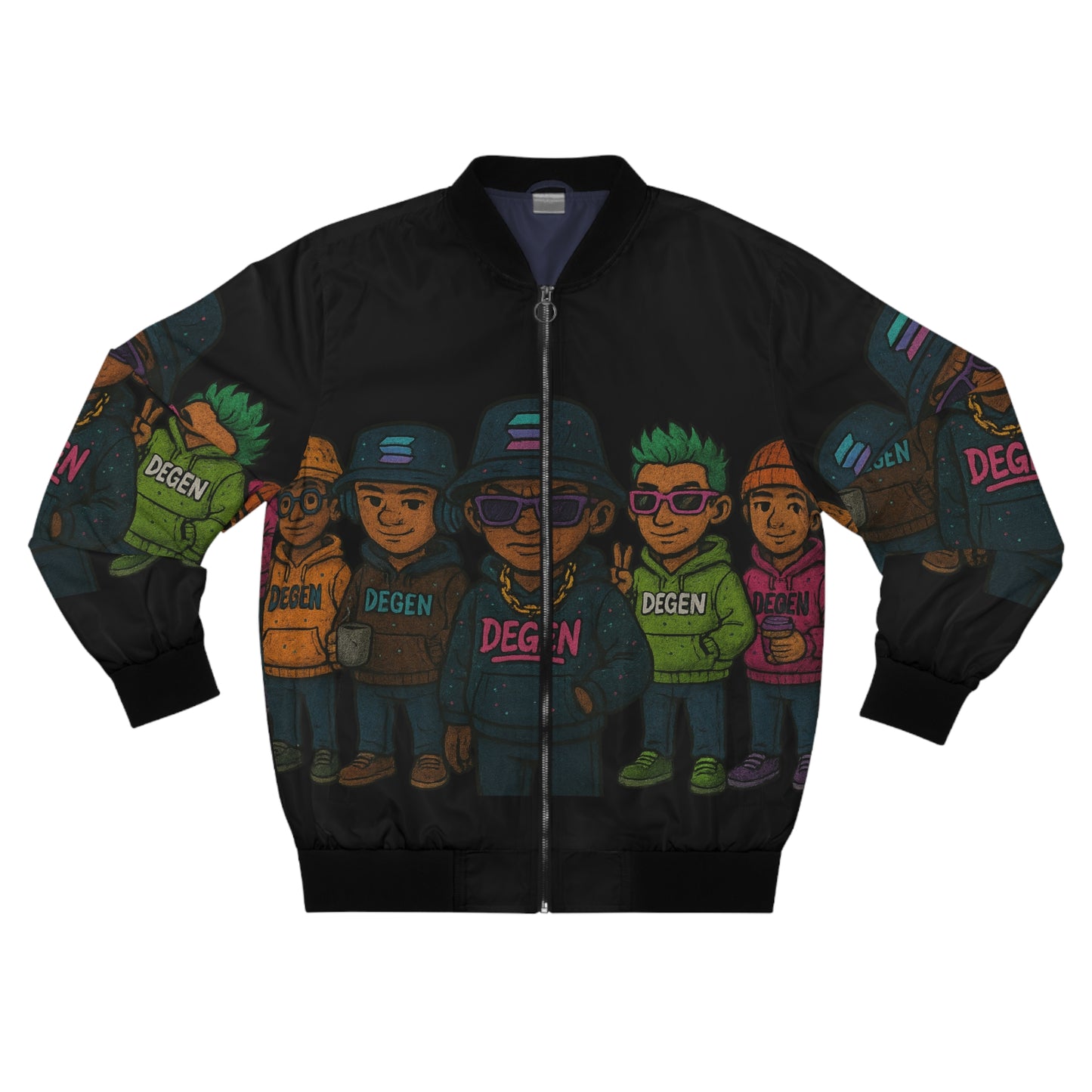 Degen Street Style Men's Bomber Jacket, Cool Graphic Jacket, Urban Wear, Casual Outerwear, Gift for Trendsetters, Fashion Statement