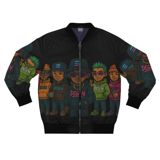 Degen Street Style Men's Bomber Jacket, Cool Graphic Jacket, Urban Wear, Casual Outerwear, Gift for Trendsetters, Fashion Statement