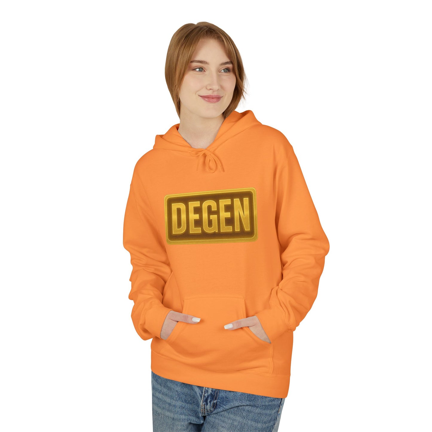 Degen Collection Unisex Fleece Hoodie with 'DEGEN' Design, Cozy Gift, Casual Wear, Streetwear, Perfect for Everyday Use, Fun and Unique Fashion