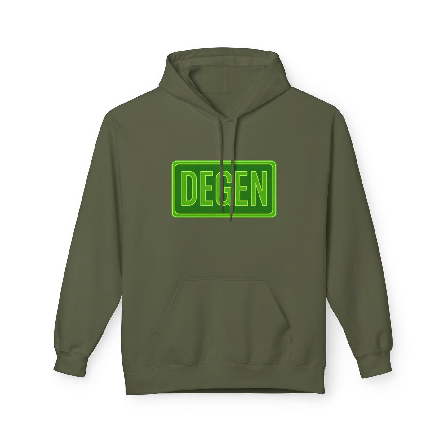Degen Collection Casual Fleece Hoodie with 'DEGEN' Graphic, Cozy Streetwear, Perfect for Every Day, Great Gift for Friends, Ideal for Layering