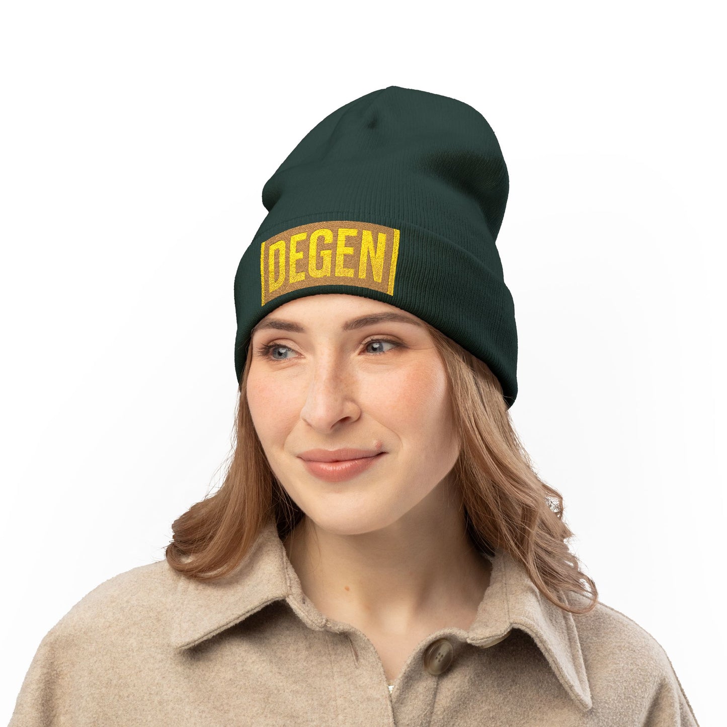 Stylish Knit Beanie with Embroidered 'DEGEN' | Warm Winter Hat, Unisex Beanie, Gift for Him/Her, Casual Headwear, Trendy Accessory