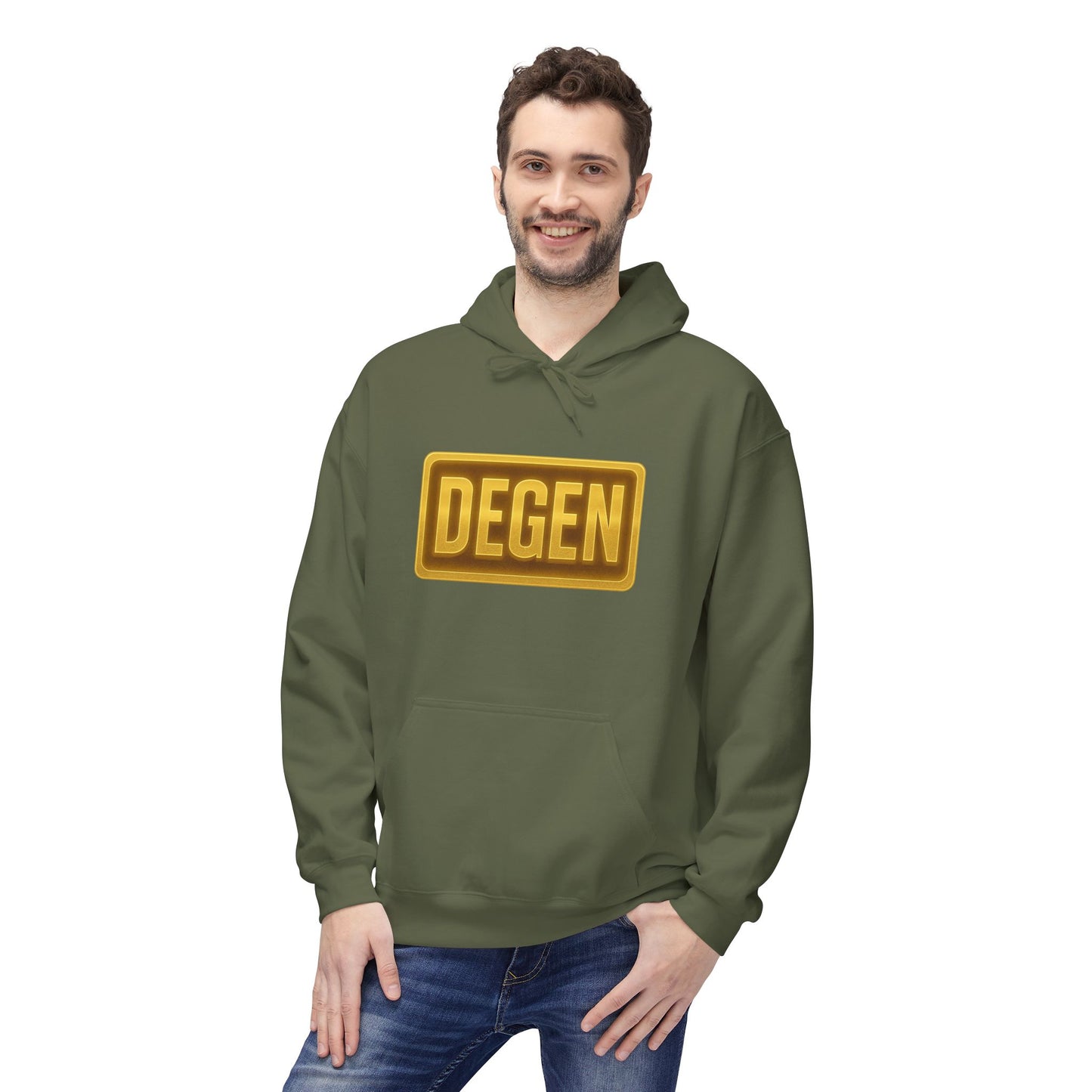 Degen Collection Unisex Fleece Hoodie with 'DEGEN' Design, Cozy Gift, Casual Wear, Streetwear, Perfect for Everyday Use, Fun and Unique Fashion