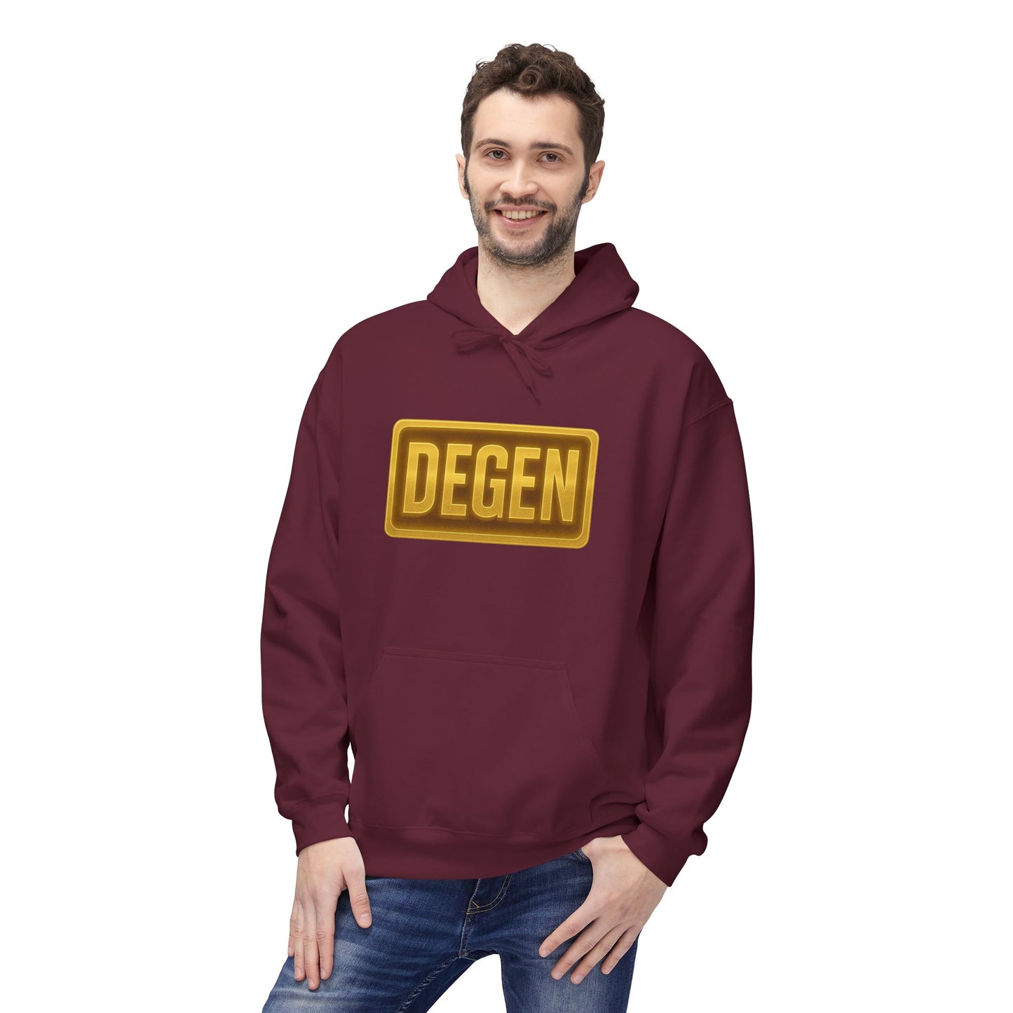 Degen Collection Unisex Fleece Hoodie with 'DEGEN' Design, Cozy Gift, Casual Wear, Streetwear, Perfect for Everyday Use, Fun and Unique Fashion