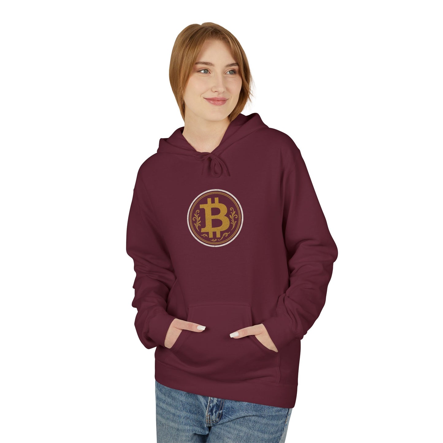 Bitcoin Logo Softstyle Hoodie | Unisex Fleece, Cryptocurrency Apparel, Trendy Streetwear, Cozy Hoodie, Gift for Tech Lovers