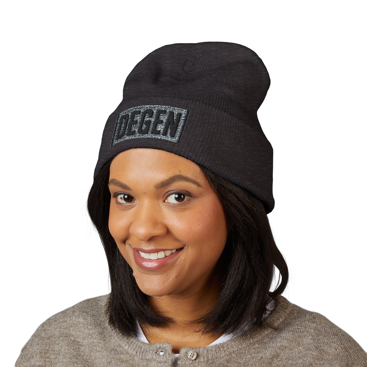 Classic Cuffed Beanie with DEGEN Embroidery, Cozy Winter Hat, Unisex Beanie, Personalized Gift, Streetwear Accessory
