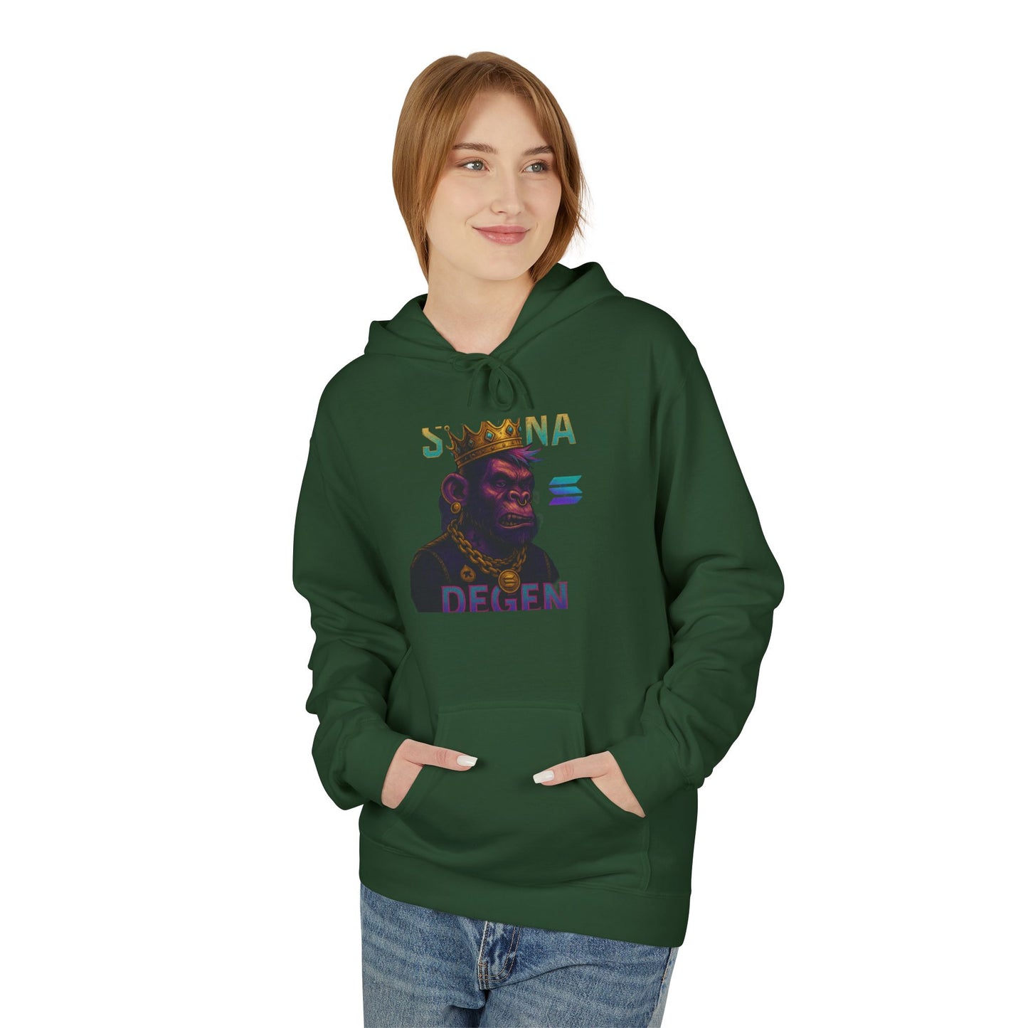 Solana Degen Mode King Inspired Unisex Hoodie, Cozy Streetwear, Gift for Him/Her, Casual Layering, Perfect for Relaxing & Celebrations