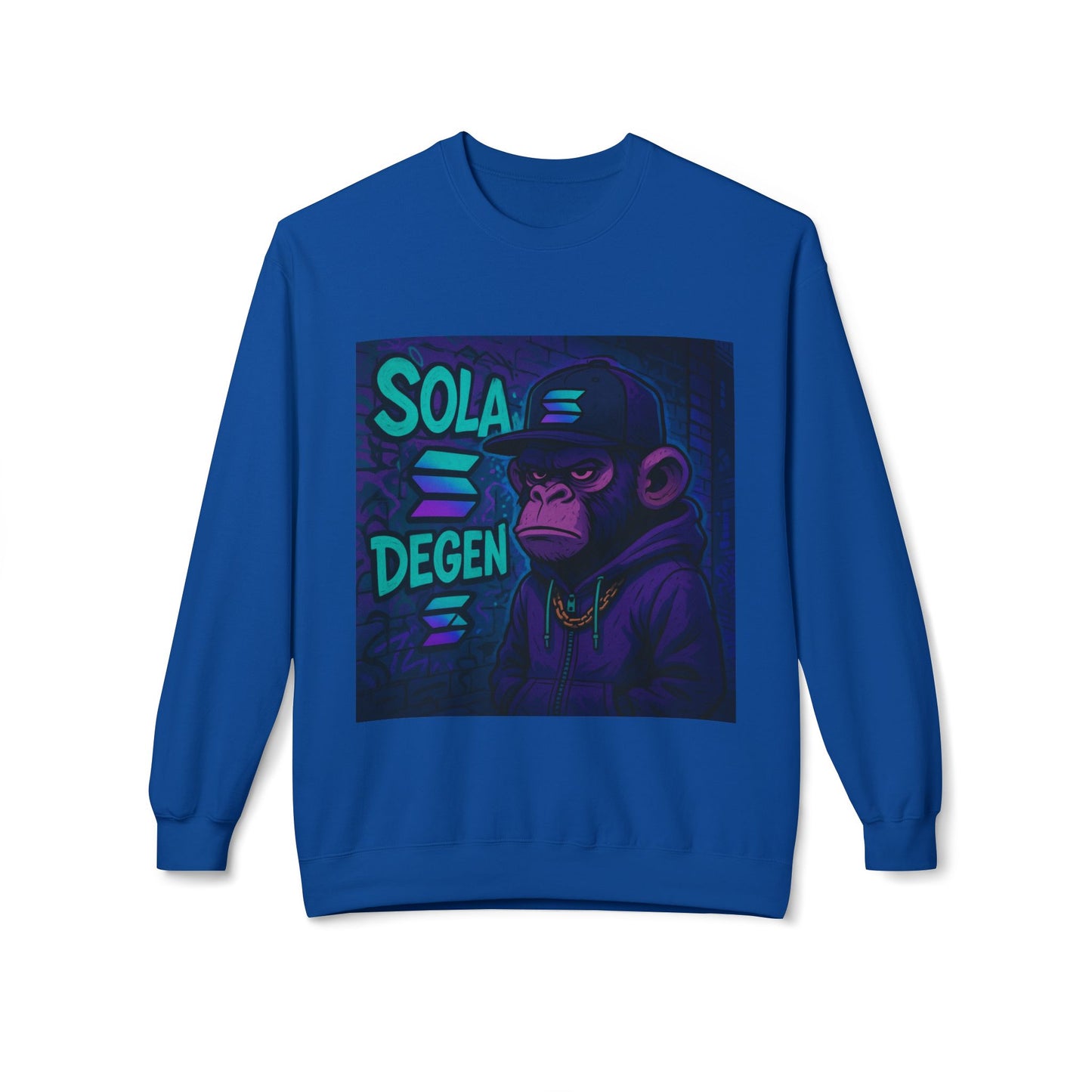 Solana Degen Sweatshirt, Unisex Graphic Crewneck, Crypto Fashion, Trendy Sweatshirt, Gift for Crypto Enthusiasts