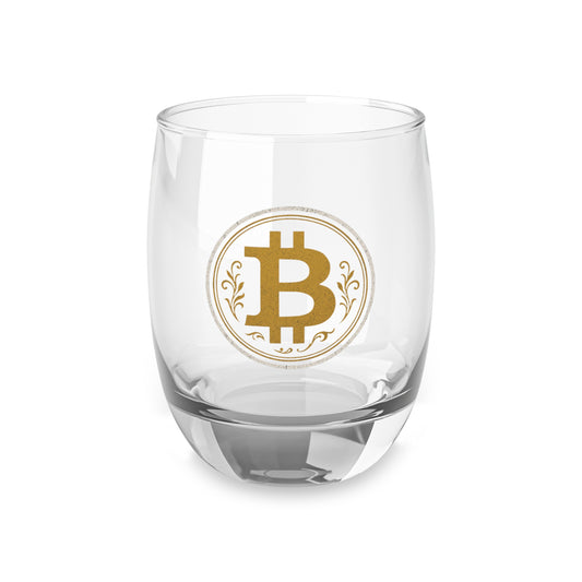 Bitcoin Whiskey Glass, Personalized Drinkware, Unique Gift for Whiskey Lovers, Barware, Elegant Glassware for Gifting