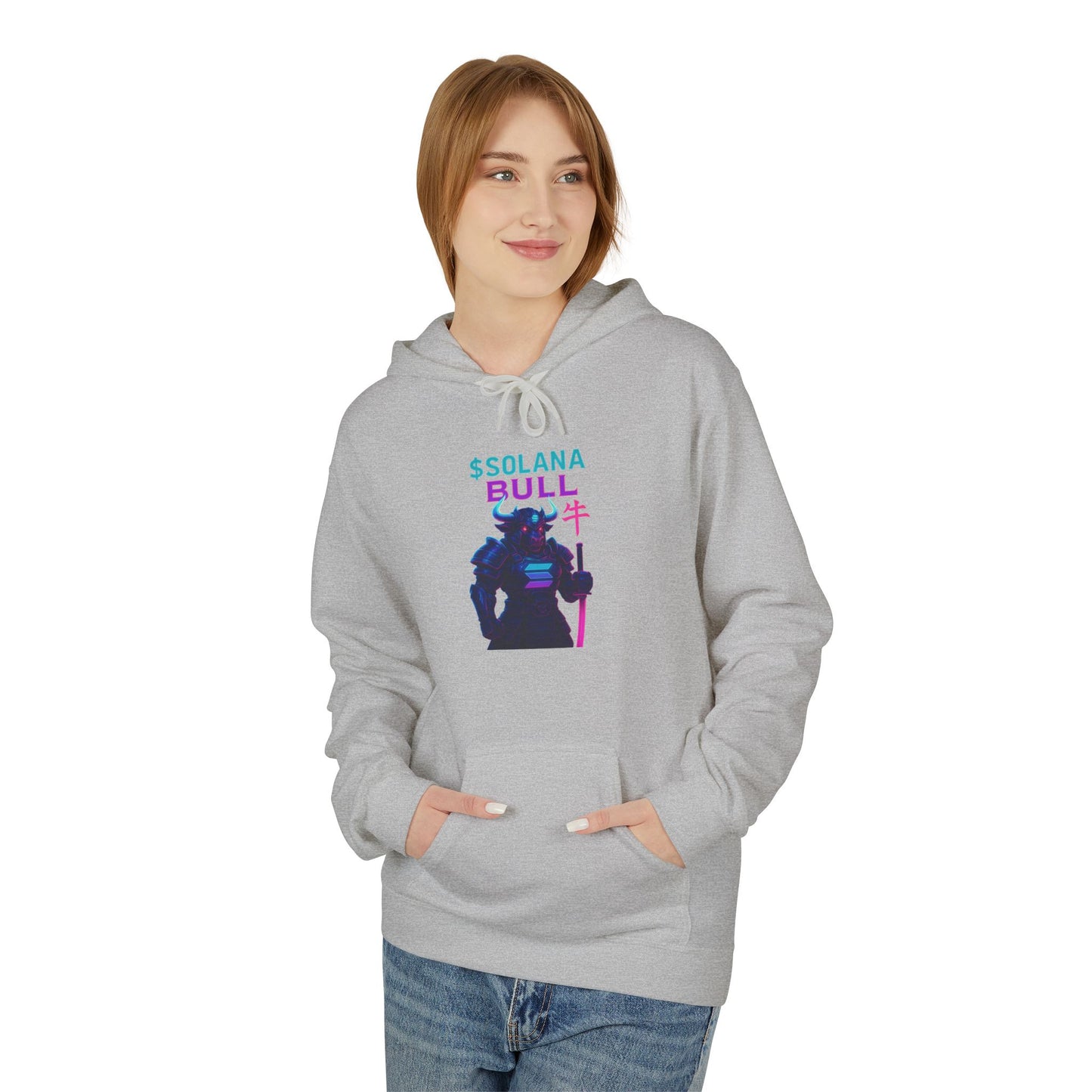 Solana Bull Stylish Unisex Fleece Hoodie - Perfect for Crypto Enthusiasts, Gift for Tech Lovers, Cozy Layering for Every Occasion, Casual Streetwear