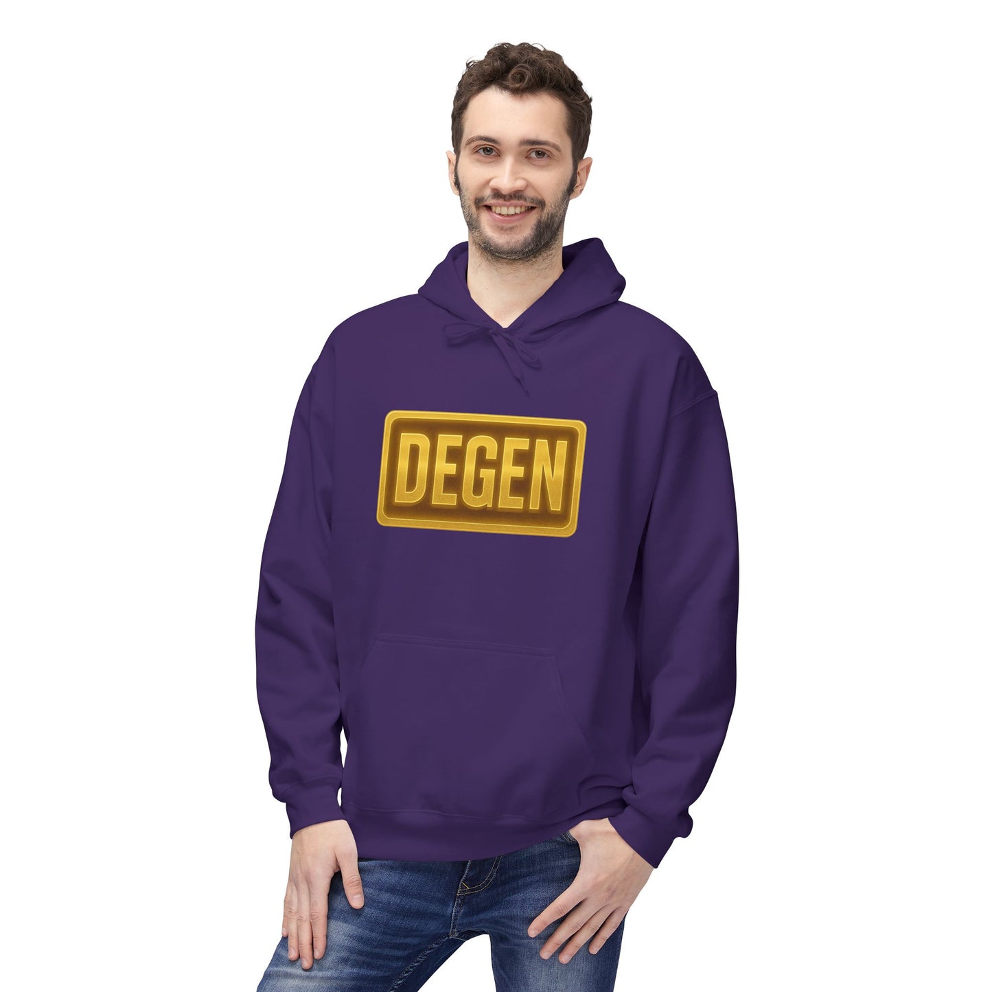 Degen Collection Unisex Fleece Hoodie with 'DEGEN' Design, Cozy Gift, Casual Wear, Streetwear, Perfect for Everyday Use, Fun and Unique Fashion