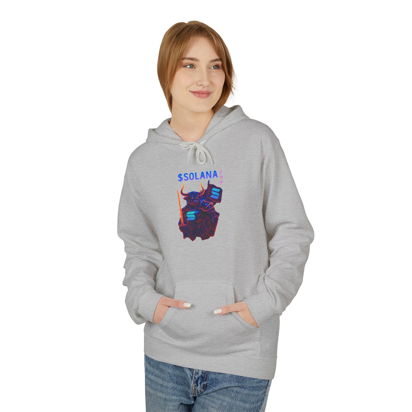 Solana Bull  Unisex Fleece Hoodie, Cozy Cryptocurrency Apparel, Gift for Crypto Lovers, Casual Wear, Digital Currency Sweatshirt