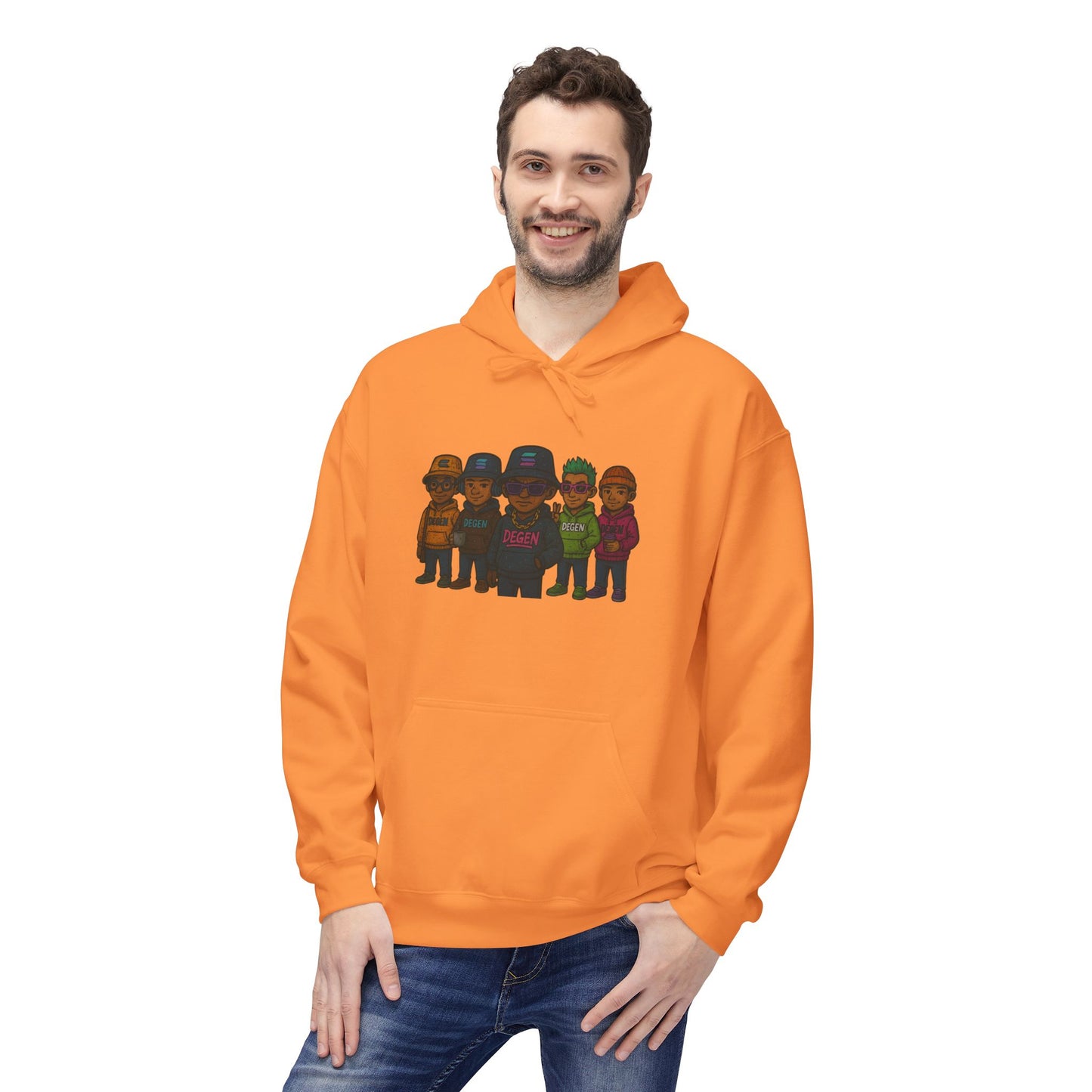 Solana Degen Crew Cozy Fleece Hoodie with Graphic Design, Perfect for Casual Wear, Gifts, Unisex Clothing, Everyday Comfort, Warm Layering