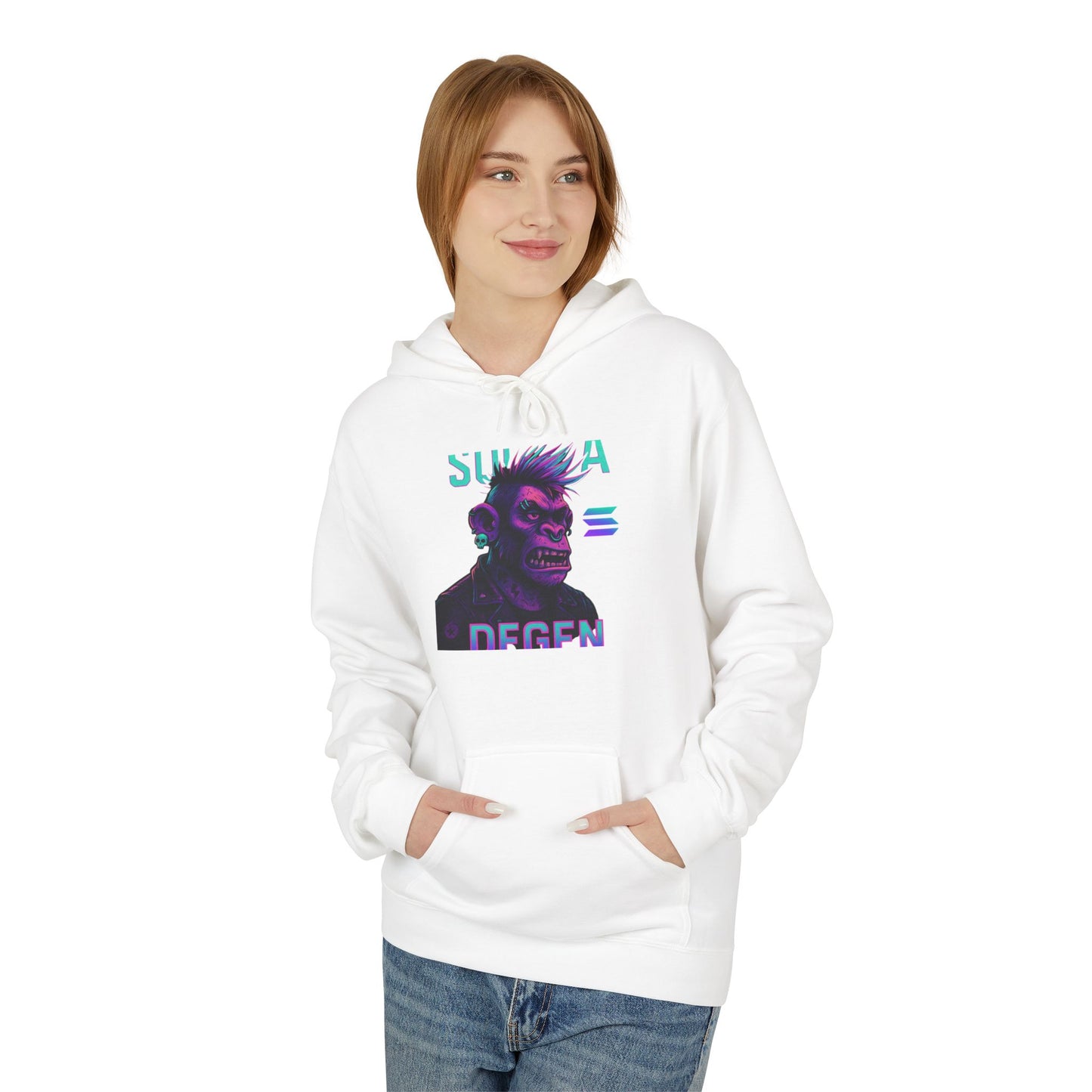 Solana Degen Mode Cool Graphic Hoodie for Trendy Fashionables | Unisex Midweight Softstyle, Streetwear Gift, Casual Look, Everyday Comfort, Unique Design