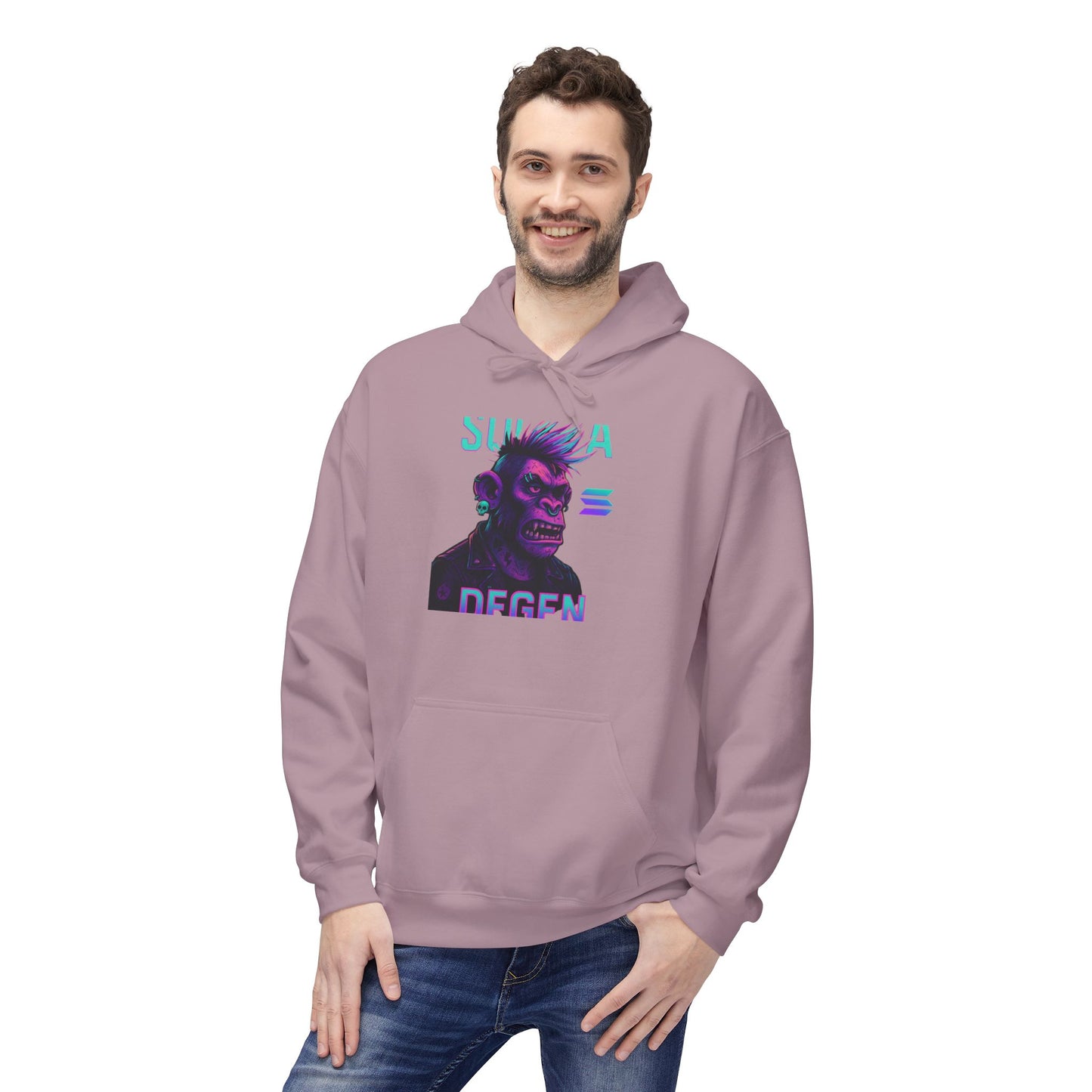 Solana Degen Mode Cool Graphic Hoodie for Trendy Fashionables | Unisex Midweight Softstyle, Streetwear Gift, Casual Look, Everyday Comfort, Unique Design