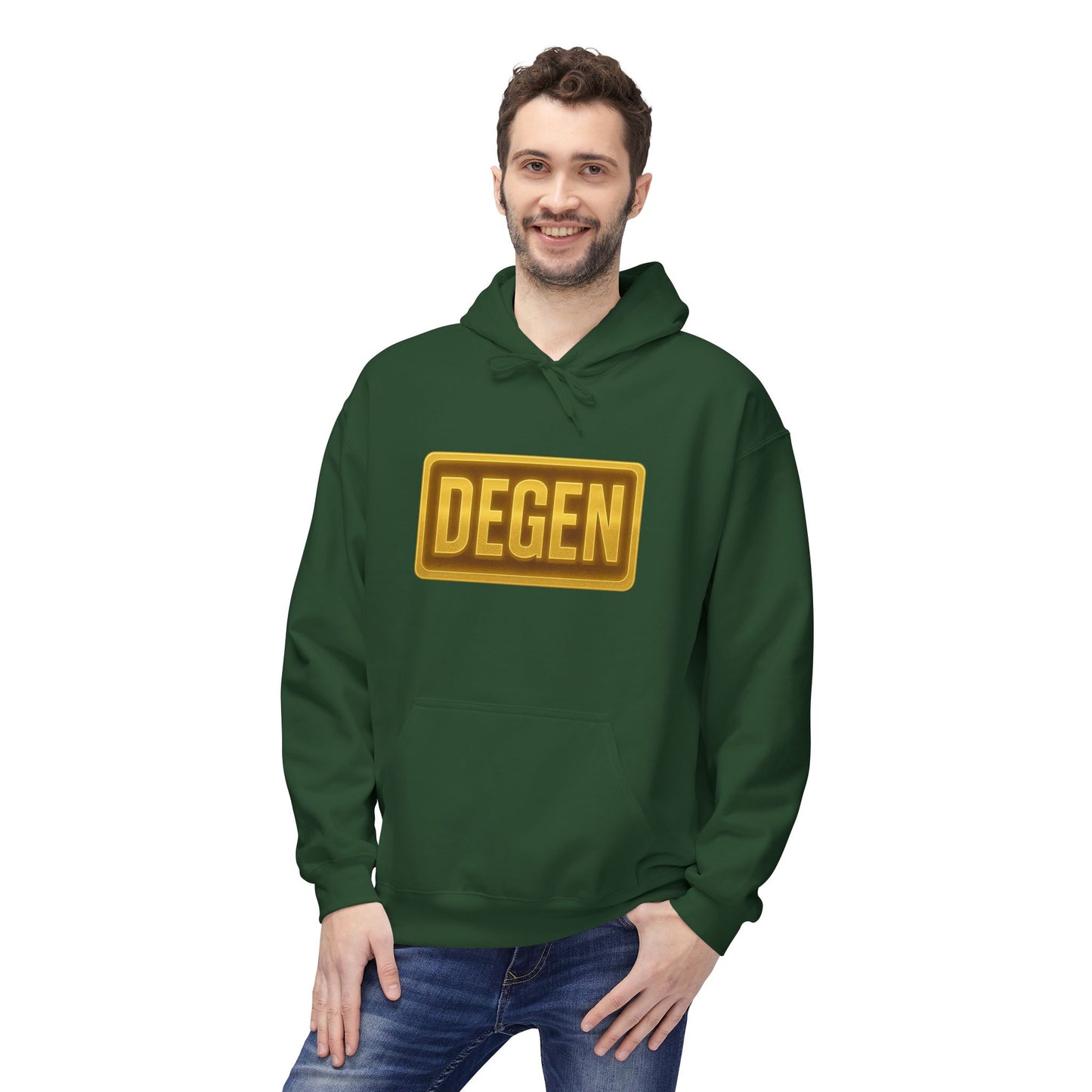 Degen Collection Unisex Fleece Hoodie with 'DEGEN' Design, Cozy Gift, Casual Wear, Streetwear, Perfect for Everyday Use, Fun and Unique Fashion