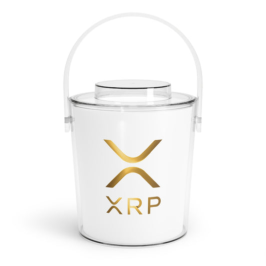 XRP Chic Ice Bucket with Tongs – Perfect for Parties, Crypto Enthusiasts, Holiday Celebrations, Modern Barware, Gift Ideas