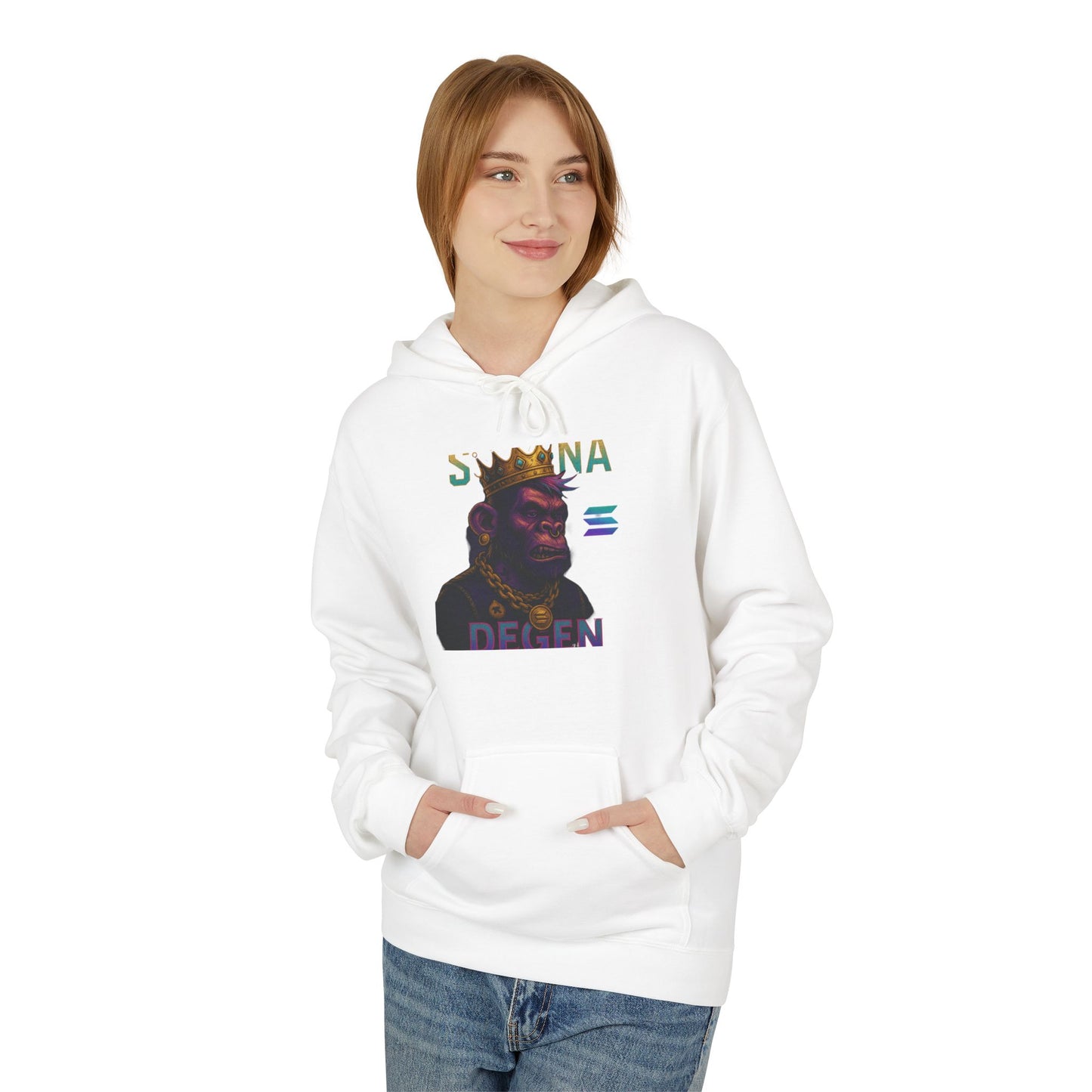Solana Degen Mode King Inspired Unisex Hoodie, Cozy Streetwear, Gift for Him/Her, Casual Layering, Perfect for Relaxing & Celebrations