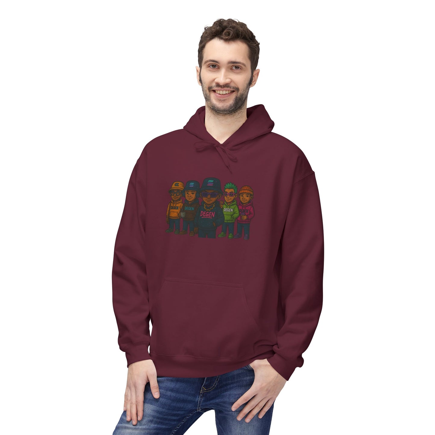 Solana Degen Crew Cozy Fleece Hoodie with Graphic Design, Perfect for Casual Wear, Gifts, Unisex Clothing, Everyday Comfort, Warm Layering