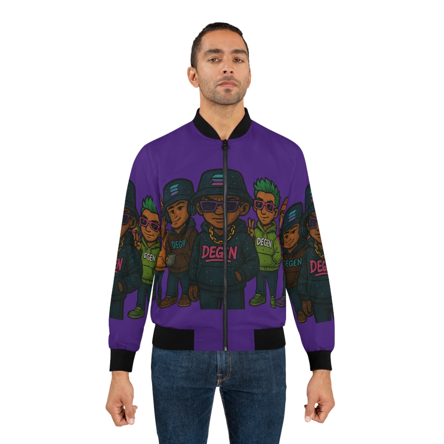 Degen Collection Vibrant Men's Bomber Jacket | Funky Streetwear, Casual Style, Unique Gift, Trendy Outerwear, Spring Layer