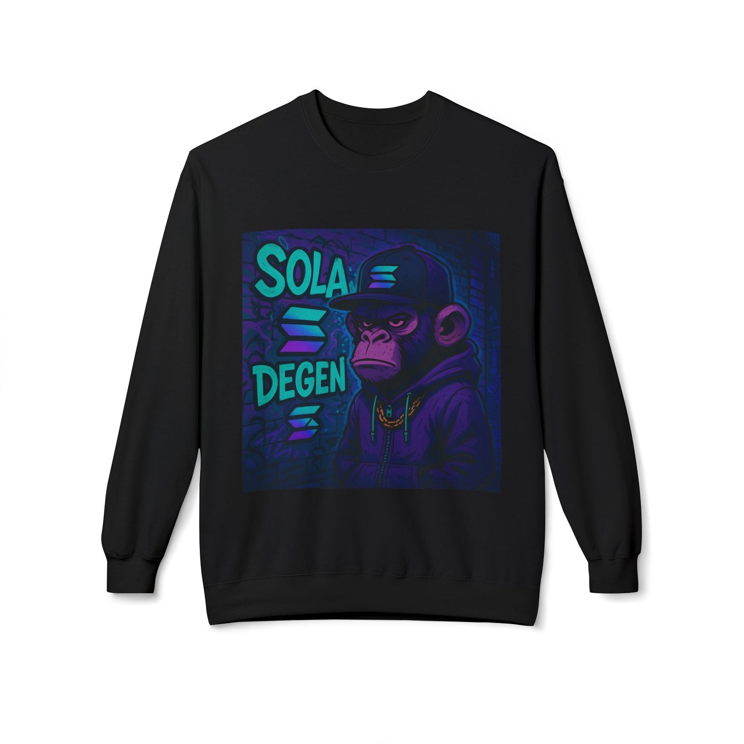 Solana Degen Sweatshirt, Unisex Graphic Crewneck, Crypto Fashion, Trendy Sweatshirt, Gift for Crypto Enthusiasts
